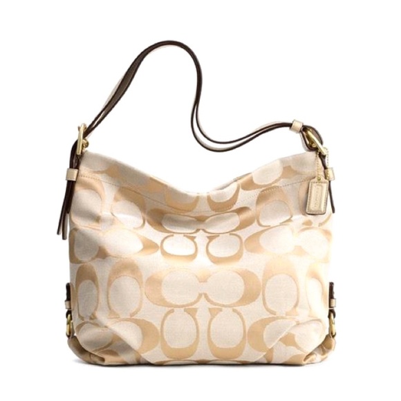 NEW Coach F15067 Soho Signature Duffle Shoulder Bag Tan/ Gold - Picture 1 of 17